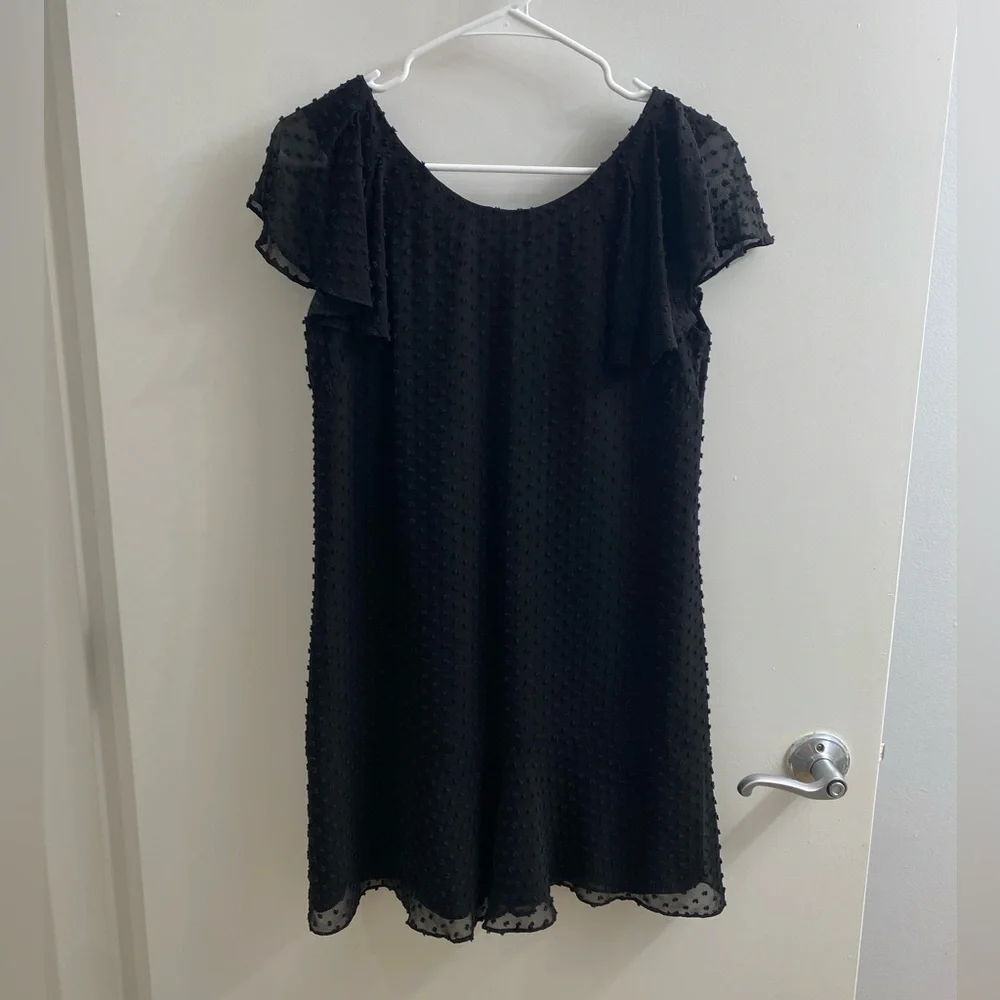 J. CREW Black Flutter Sleeve Silk Dress Size 2P